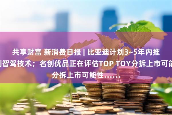 共享财富 新消费日报 | 比亚迪计划3~5年内推出一系列智驾技术；名创优品正在评估TOP TOY分拆上市可能性……