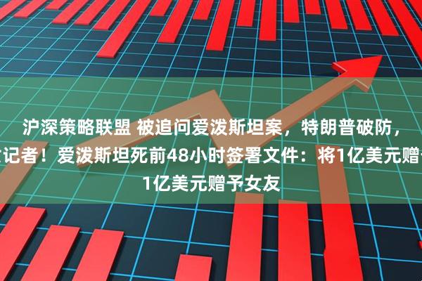 沪深策略联盟 被追问爱泼斯坦案，特朗普破防，怒怼女记者！爱泼斯坦死前48小时签署文件：将1亿美元赠予女友